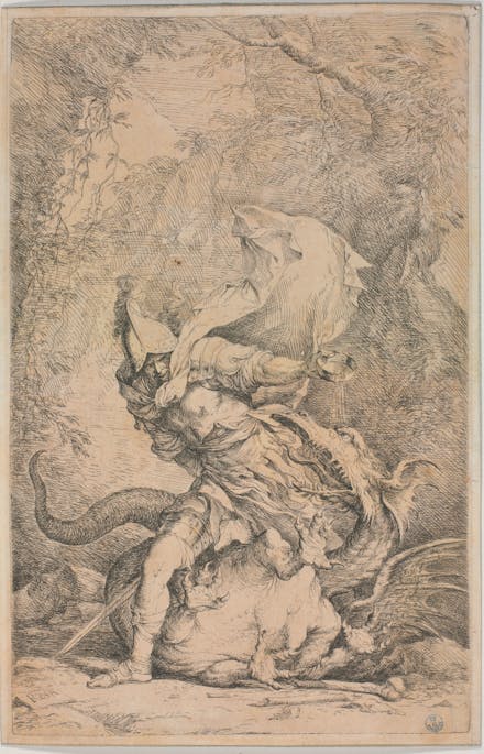 Salvator Rosa, Giasone addormenta il drago, acquaforte e puntasecca, 1663-1664